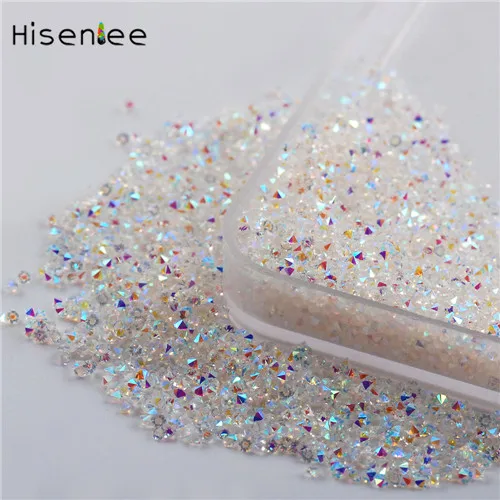 Clear Crystal AB 1 упаковка, 2880 шт., 1,1 мм, мини прозрачные хрустальные, не исправляющие стекло, блестящие бриллианты, 3D дизайн ногтей, наручные часы, украшение, драгоценные камни - Цвет: Clear Crystal AB