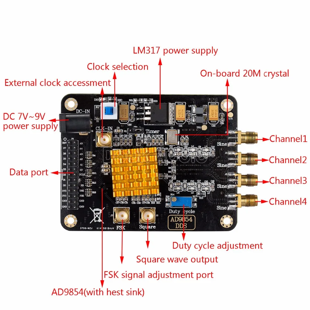 Модуль генератора сигналов Douk Audio AD9854 высокоскоростная плата разработки DDS