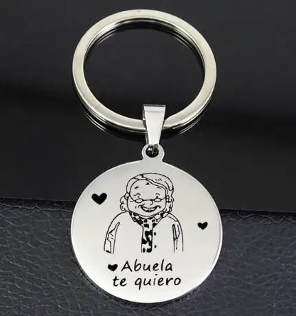 Popular ABUELA Te quiero Keyring llavero High Polished Stainless Steel Smile Keychain Jewelry Best Gift for Grandma YP6792 | Украшения и