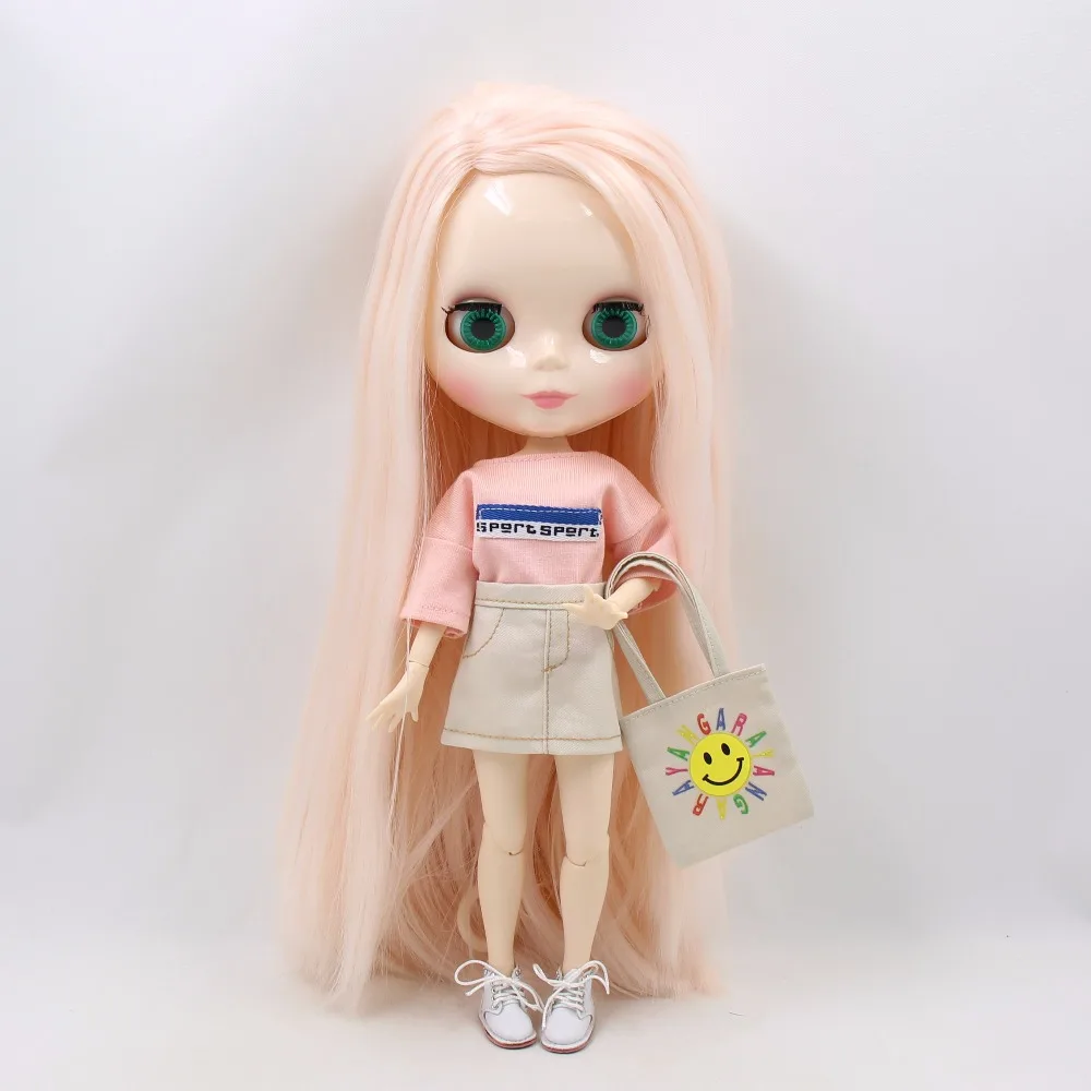 Blyth doll icy licca Боди Одежда большого размера розовая рубашка юбка с лентой для волос Сумочка