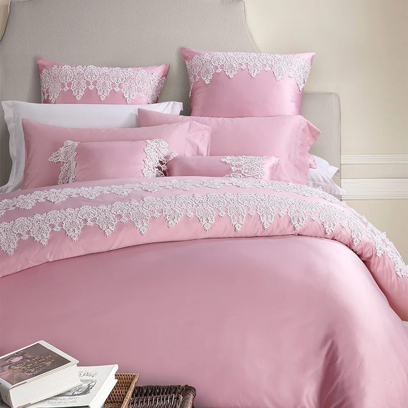 Роскошное кружевное Постельное белье папа и мима Королевский размер 4/6 шт.