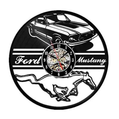 Type 7 Ford Mustang Виниловая пластинка настенные часы современный дизайн украшение для гостиной автомобиля логотип Подвесные часы настенные часы домашний декор бесшумные - Цвет: Type 7