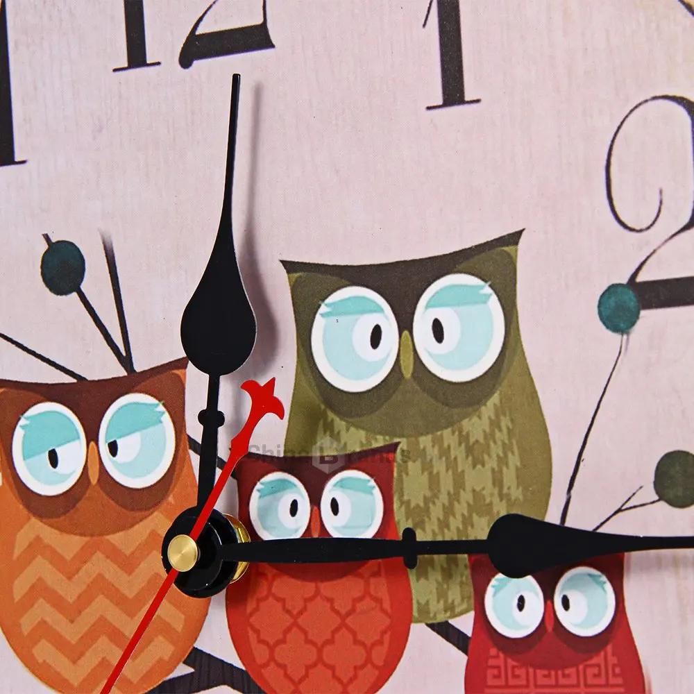 2017 современные дизайнерские деревянные настенные часы с рисунком совы винтажные