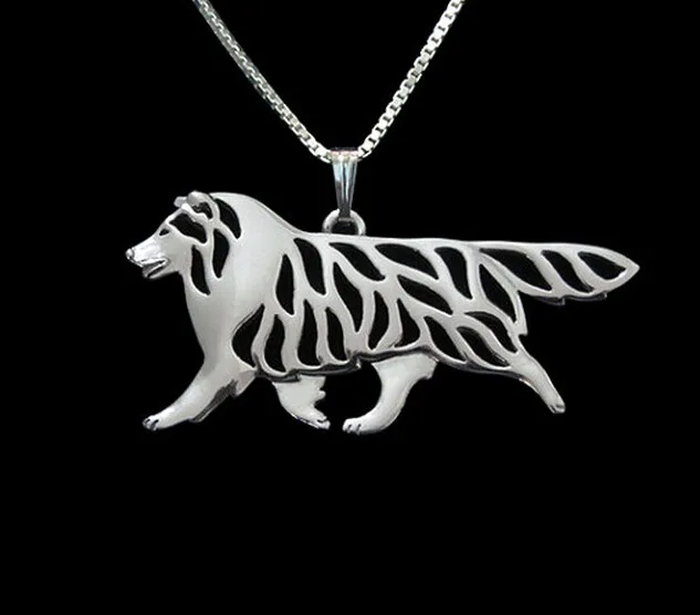 

1PCS cartoon Boho Chic Alloy Shetland Sheep dog necklace Border Collie pendant jewelry golden colors plated