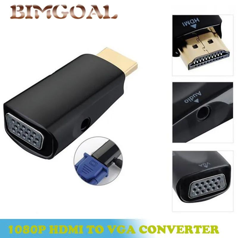 BIMGOAL Высокое качество 1080p HDMI к VGA адаптер конвертер с аудио кабелем папа женскому