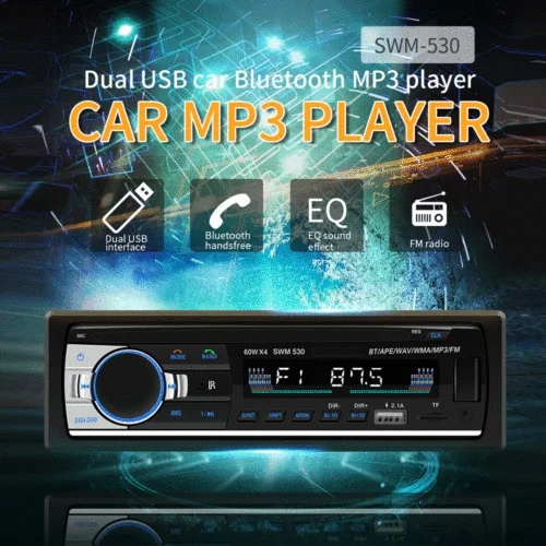Автомагнитола 1 Din SWM 530 автомагнитола Автомобильный MP3 плеер Bluetooth Handsfree AUX вход