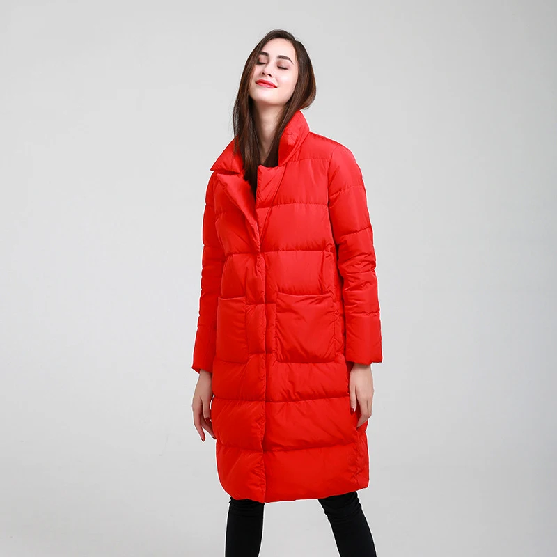 Fitaylor зимняя женская длинная куртка пальто белый утиный пух ультра легкая теплая