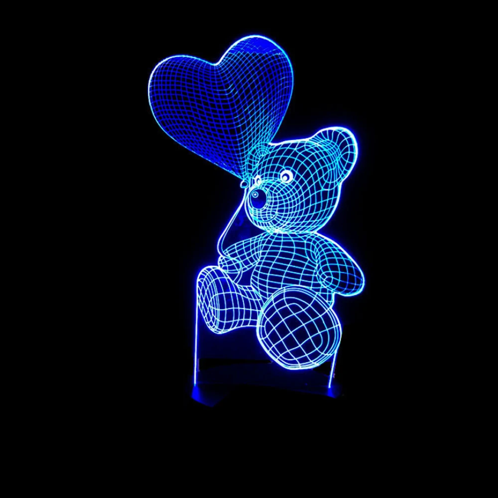 Lovery Panda 3D LED Night Lamp 7 Colors USB Hologram Decor Table Desk Lights Birthday Party Gift For Children Friends | Освещение