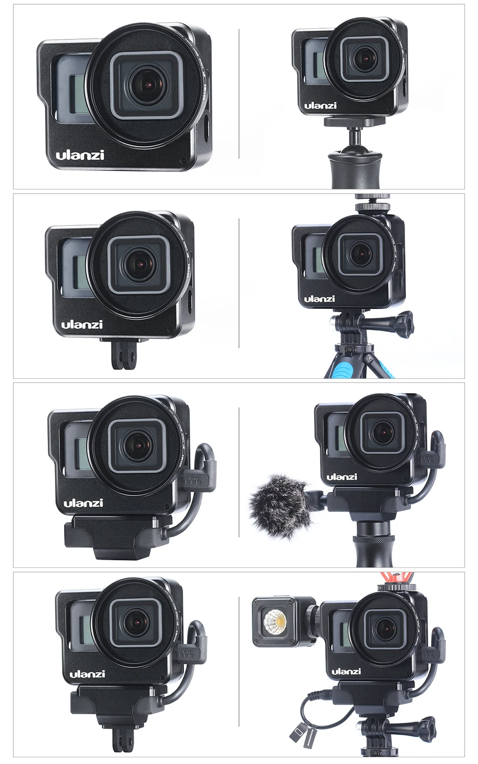 Чехол ULANZI V2 V3 Pro Vlog с металлической клеткой для Gopro 7 6 5 Vlogging, чехол с 52 мм фильтром для объектива, адаптер для микрофона, чехол для холодного башмака для микрофона