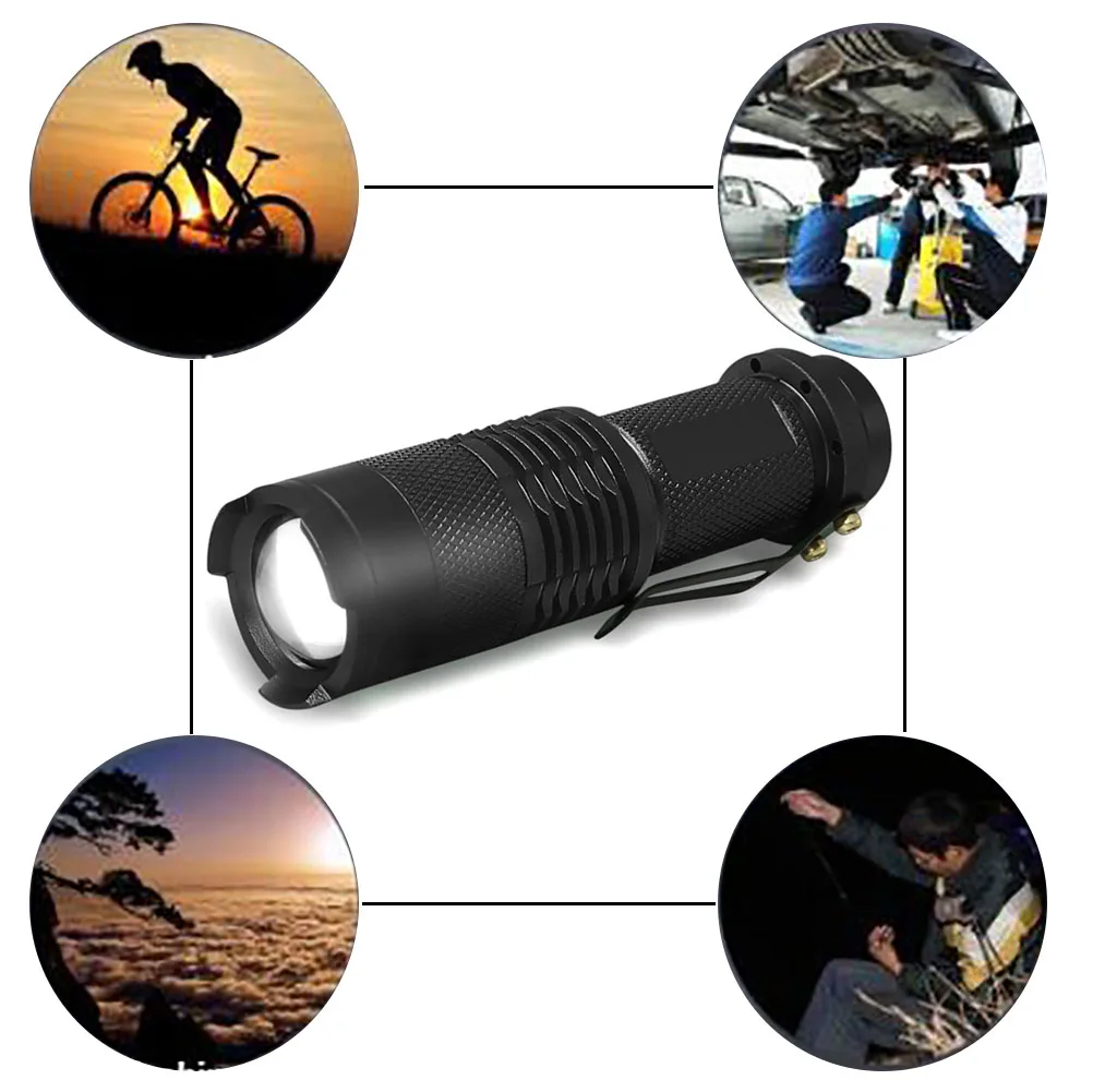 Водонепроницаемый 3 режима Мини светодиодный фонарик 2000lm регулируемый фокус