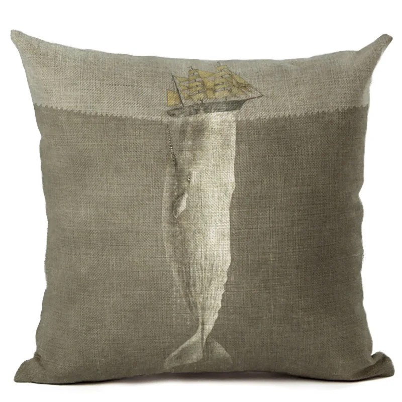 Marine Ocean Style Hippocampus Patterns Square 18&quot Cotton Linen Sea Horse Sofa Throw Cushion Covers Octopus Home Decor Pillows | Дом и сад