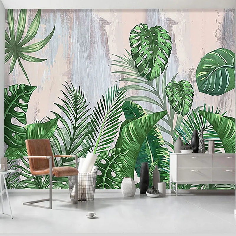 

Custom Photo Wallpaper 3D Retro Palm Banana Leaf Murals Restaurant Cafe Living Room Modern Decor Wall Cloth Papel De Parede 3 D