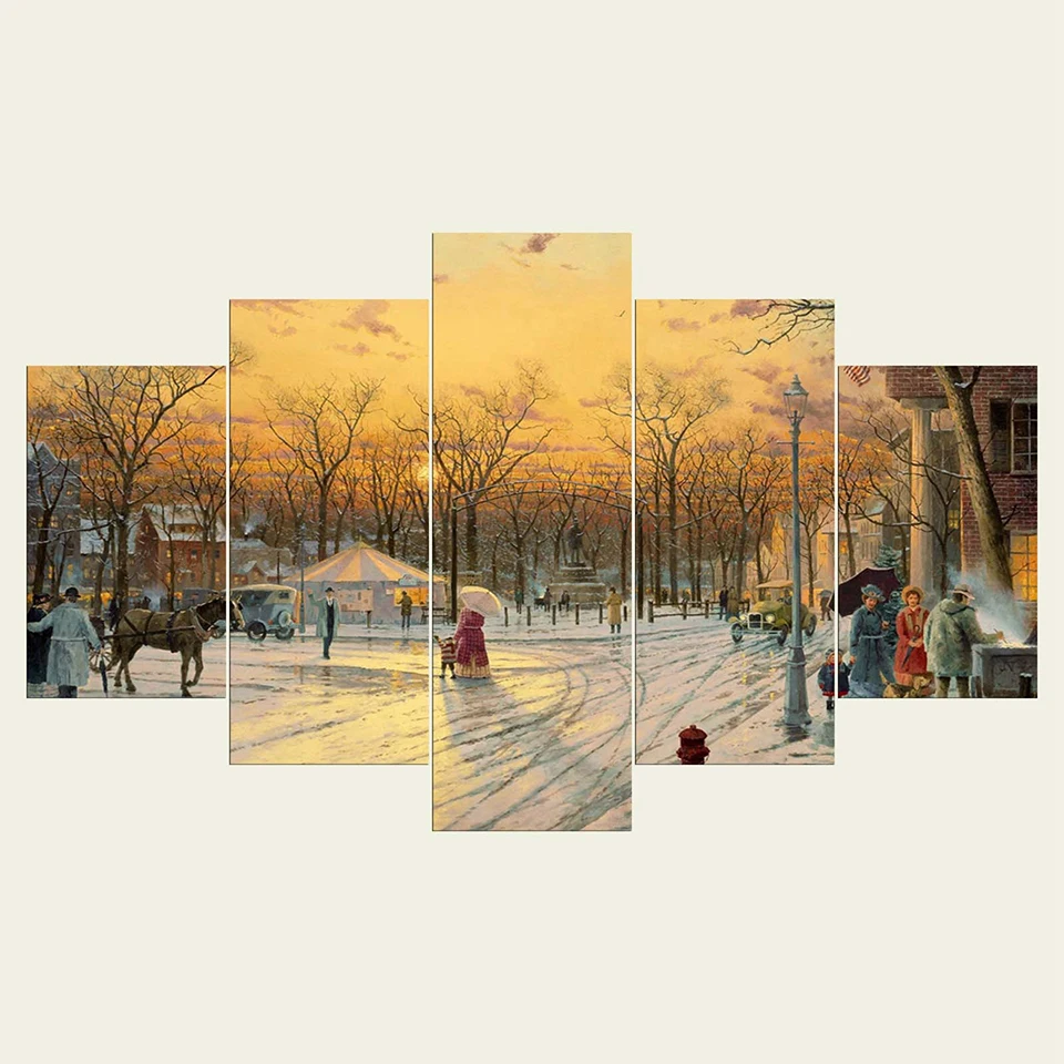 

Wall Art Home Decor Framework Painting Canvas Poster 5 Panel Tree Snow Landscape For Living Room Modern HD Printed Pictures