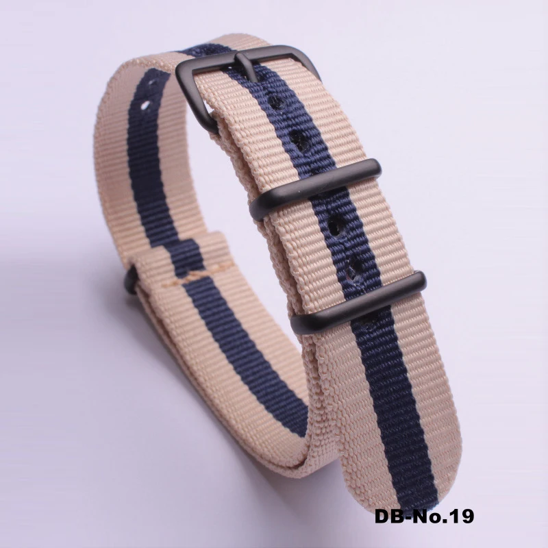 2Beige1DarkBlue Роскошные цвета NATO ремешок для часов нейлоновый ремешок черное кольцо Пряжка 18 мм 20 мм 22 мм 24 мм полосатый сменный ремешок аксессуары для часов ремень - Цвет ремешка: 2Beige1DarkBlue