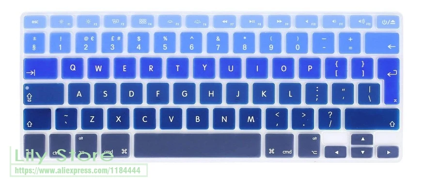 Для Apple Macbook Air Pro retina 1" 15" 1" Европейская клавиатура 2013 EU/британский английский силиконовый чехол для клавиатуры - Цвет: EU fade blue
