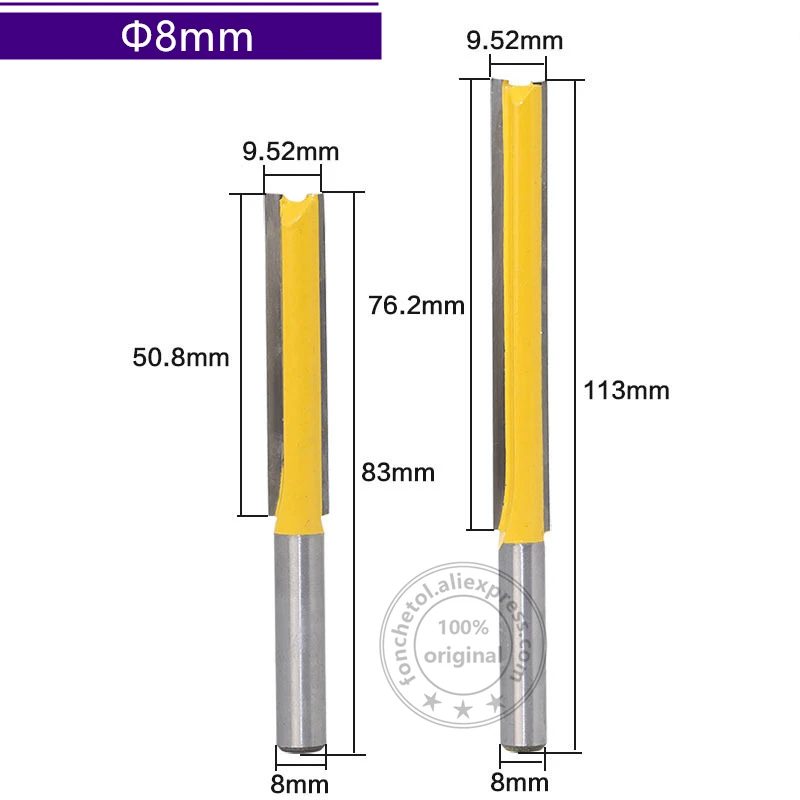 8 мм shank-1PCS, твердосплавный фрезерный станок с ЧПУ, деревообрабатывающий фрезерный станок, Гравировальный инструмент по дереву, 2 флейты прямой бит, Обрезной нож