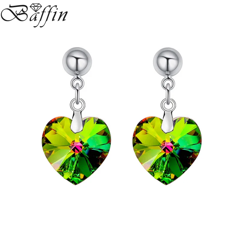 Женские серьги подвески BAFFIN модные оригинальные с кристаллами SWAROVSKI сердцем
