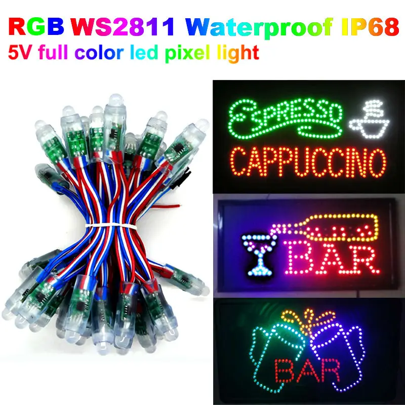 addressable rgb full color digital 12mm WS2811 led pixel string light Round shape 50pcs/string Waterproof IP68 DC5V input | Лампы и