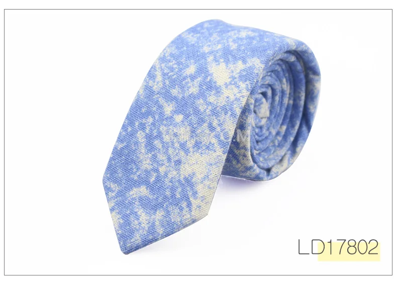 Fashion Neck Tie For Men Floral Linen Ties for Wedding Party Print Narrow Neckties Casual Mens Retro Neckwear Male Cotton Ties - Цвет: LD17802