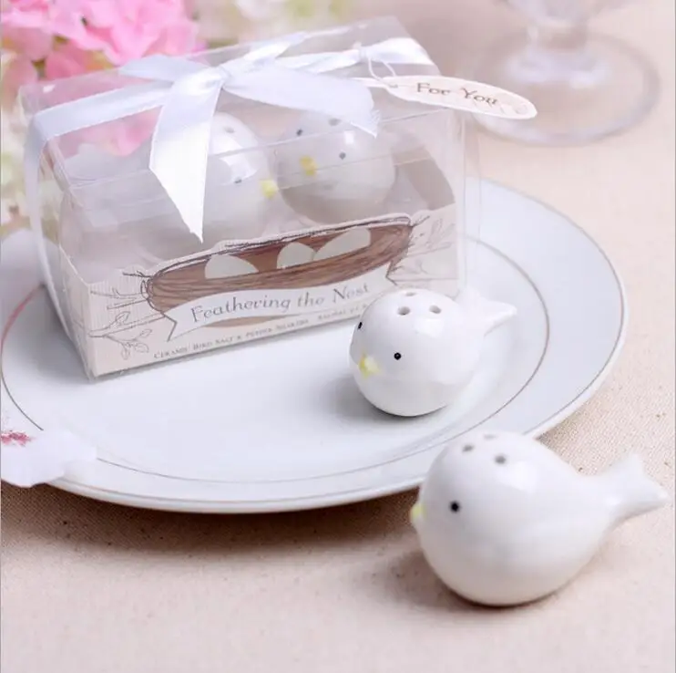 Керамический шейкер для соли и перца с милыми сердечными птицами свадебные