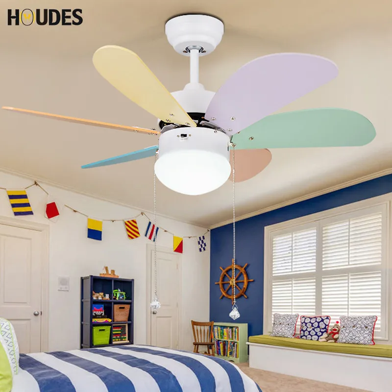 Европейский светодиодный потолочный вентилятор свет Дети Охлаждающий детская