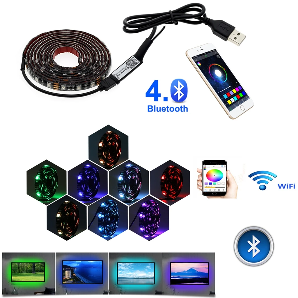 DC 5 V USB power Светодиодная лента RGB контроллер Bluetooth SMD 5050 Wifi лампа ТВ ПОДСВЕТКА | Лампы
