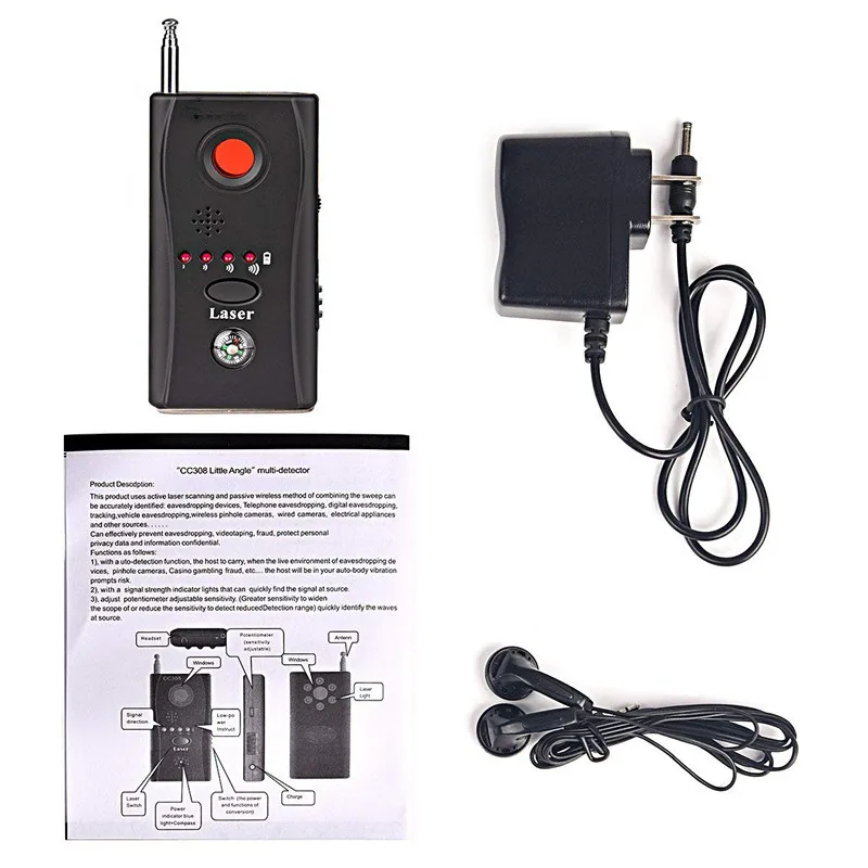 Full Range Anti-Spy Bug Detect RF Signal Detector CC308+Wireless Camera GSM Device Finder FNR Full-frequency cc308 | Электроника
