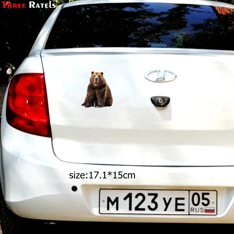 Three Ratels TZ-1528#17.1*15см бурый медведь наклейки на авто полноцветные машину