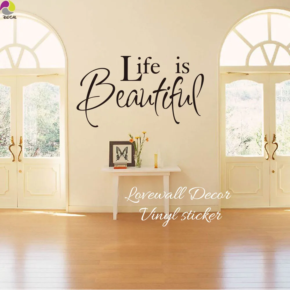 

Life Is Beautiful Quote стикер на стену для спальни гостиной семьи любовь Цитата Наклейка на стену для детской комнаты офис Винил домашний декор искус...