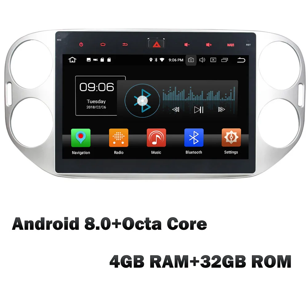 Android 8 x 4GB RAM KLYDE 10," ips 4G Восьмиядерный Android 8 4 Гб ОЗУ 32 Гб ПЗУ автомобильный dvd-плеер Стерео gps навигация для Volkswagen VW Tiguan 2011 - Цвет: Android 8 x 4GB RAM