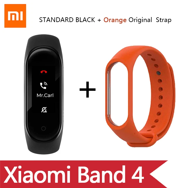 English/Spanish/Russian Xiaomi Mi Band 4 Music Smart Miband 4 Bracelet Heart Rate Fitness 135mAh Color screen Bluetooth 5.0 - Цвет: CN add Orange strap