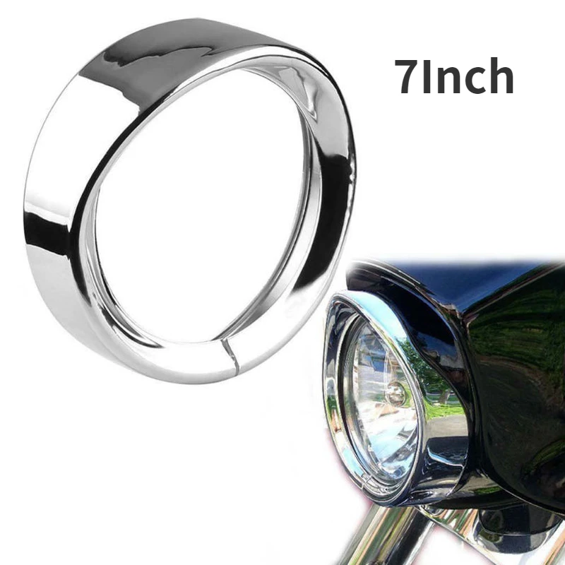 

New 7inch Motorcycle LED Headlight Trim Ring, Black/Chrome 7inch Protector Guard Trim Cover Cap for Road King Electra Glide