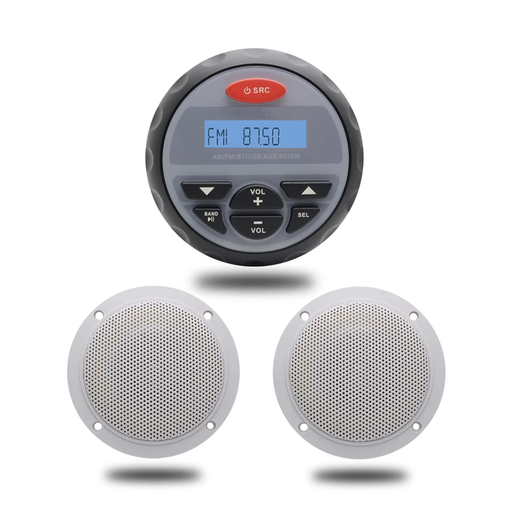 4 "Водонепроницаемый морской манометр Bluetooth Радио FM AM Аудио стерео + 4" 2 Way