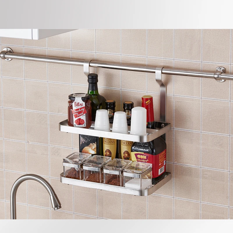 2-story Storage Rack DIY нержавеющая сталь кухонный стеллаж для хранения посуды разделочные доски стенд 304 Нержавеющая сталь Настенные кухонные аксессуары - Цвет: 2-story Storage Rack