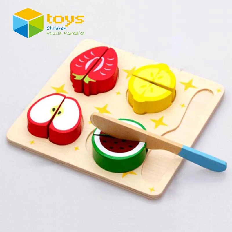 DIY деревянный фруктовый пазл для резки овощей десерт игры на кухне игрушки детей
