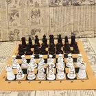 Старинные шахматы Yernea, средние шахматные фигуры, шахматная доска из смолы, реалистичные фигуры, персонажи мультфильмов, развлекательные подарки