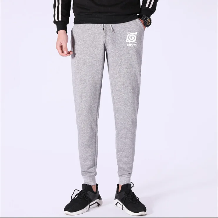 gray A0016 Аниме Наруто, цельные спортивные штаны, мужские повседневные Модные хлопковые брюки в стиле хип-хоп, эластичные мужские брюки-карандаш - Цвет: gray A0016