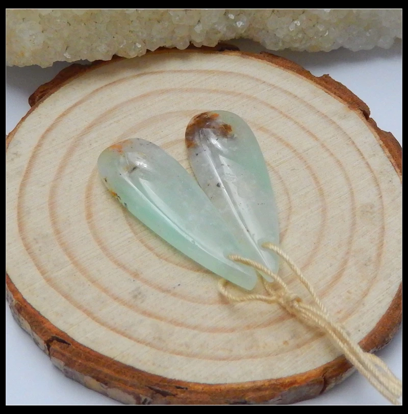 Натуральный камень Chrysoprase капли воды бусины для серег 32x11x4 мм 4,5 г полудрагоценный камень красота ювелирные изделия женские серьги