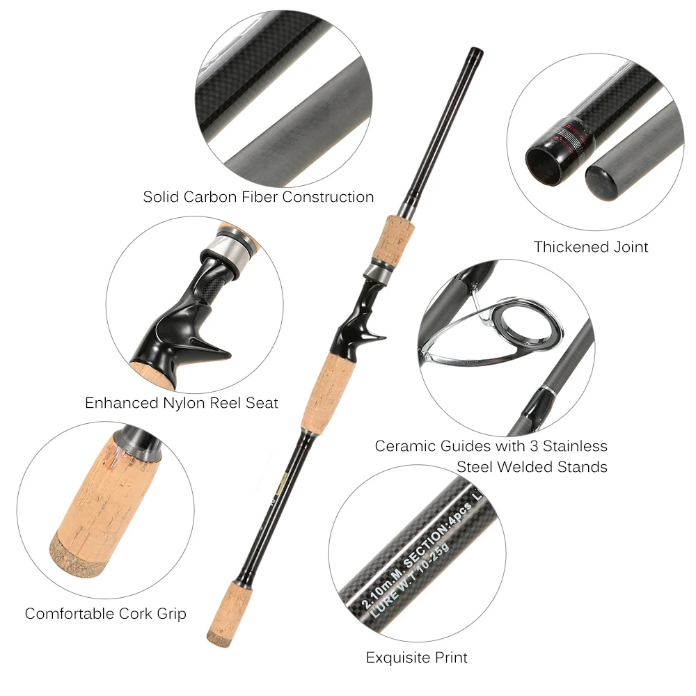 4 Секции Удочка из углеродного волокна портативный спиннинг удочка средняя 2 1 м/2