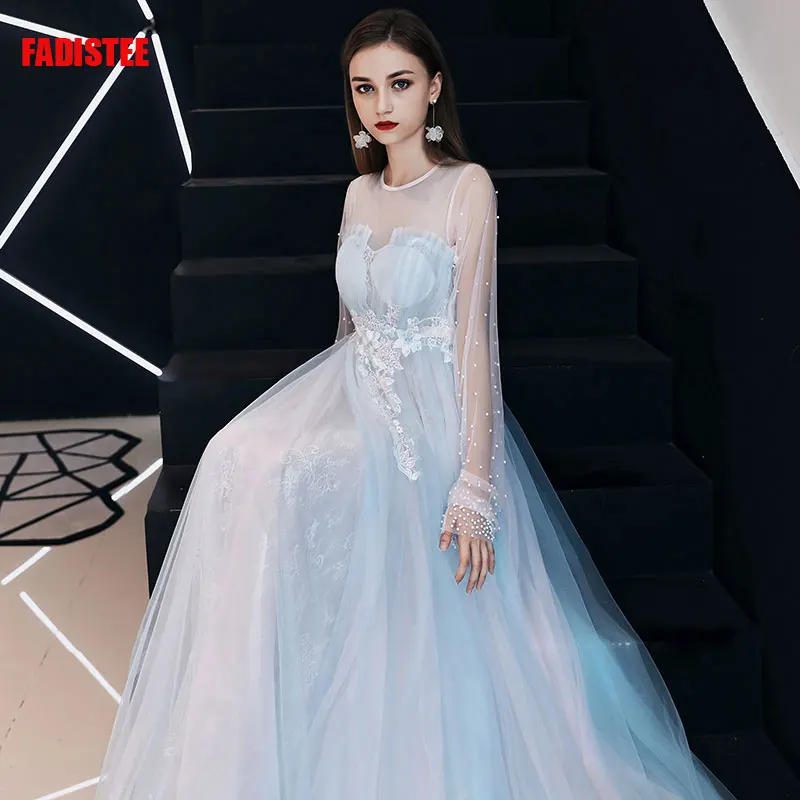 FADISTEE Новое поступление элегантное для вечеринки, для выпускного платье vestido de noiva; кружевные вечерние платья с аппликациями из бисера Длинные жемчуг летнее Болеро - Цвет: full sleeves