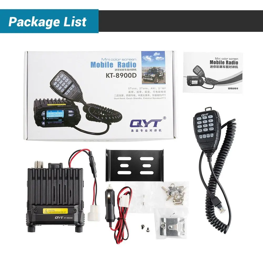 Распродажа! Qyt KT-8900D мини автомобилей Мобильный трансивер 25 Вт с Quad Band экран