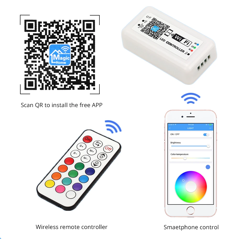 DC7.5 2V WIFI LED RGB контроллер и мини 21 ключ RF умный диммер IOS Android телефон приложение
