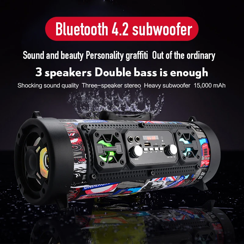 15 Вт Портативный Открытый Bluetooth 4,2 динамик fm-радио USB автомобильный сабвуфер HD объемный стерео беспроводной динамик поддержка TF AUX Mic MP3