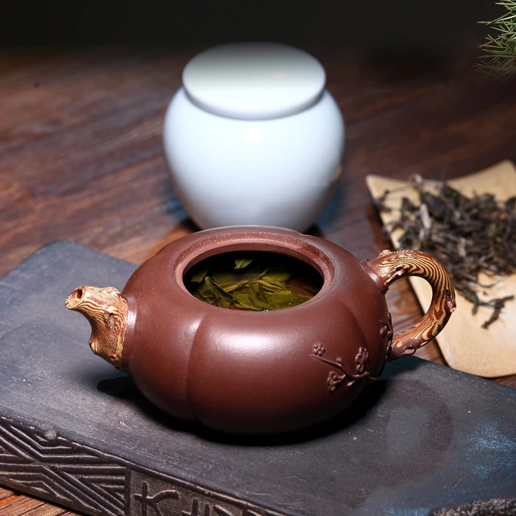 

280ml Zisha Purple Clay Shi Yuan Tea Pot 7 Holes All Handmade Applique Jiao Mud Chinese Yixing Pu'er Kung Fu Tea Set Tea Maker