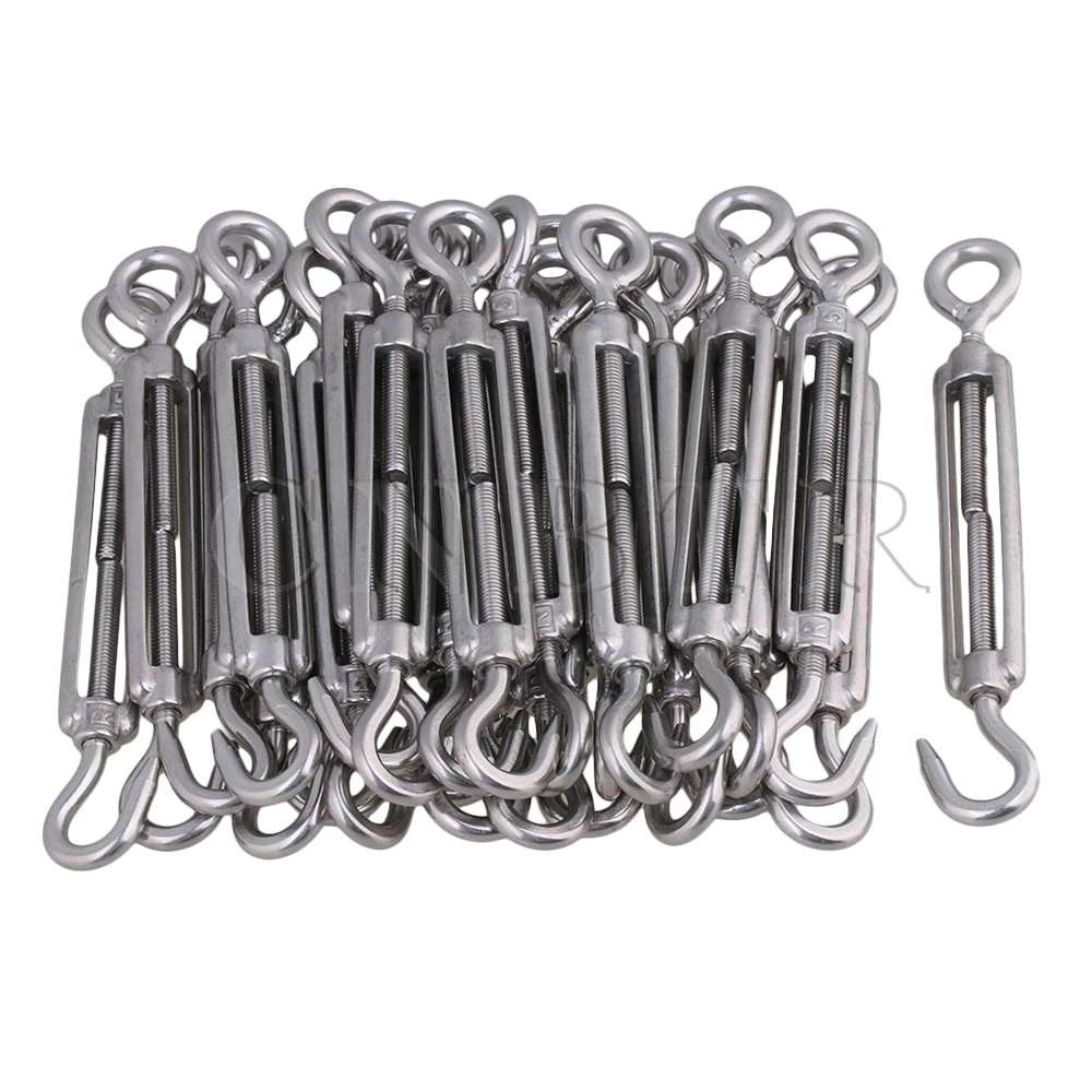 

CNBTR 25 Pieces 304 Stainless Steel M5 Hook & Eye Turnbuckle Wire Rope Tension