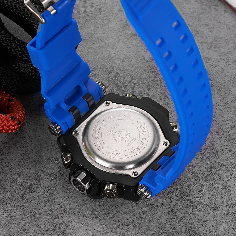 OHSEN LED цифровые кварцевые наручные часы мужские синие модные уличные спортивные