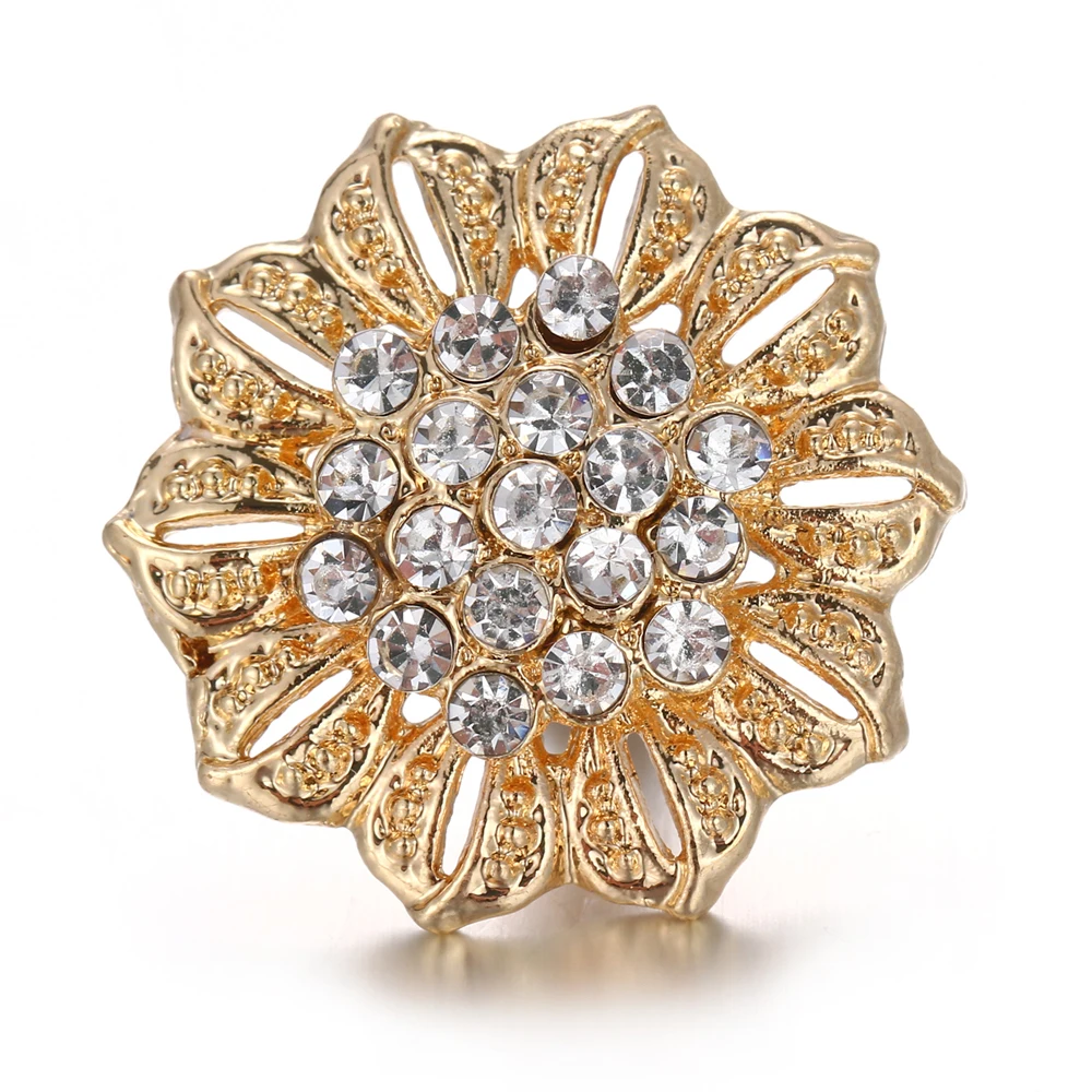 New Sunflower Snap Buttons Jewelry Vintage rhinestone crystal 18mm Button DIY Charm Fit Bracelet Bangles SB050 | Украшения и