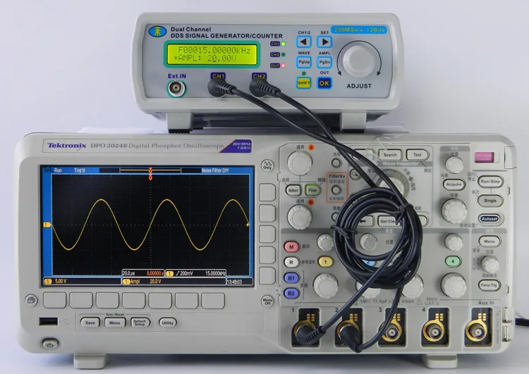 JUNTEK MHS5200A 25 МГц двухканальный цифровой генератор сигналов DDS функция генератор частоты генератор произвольной формы/импульса