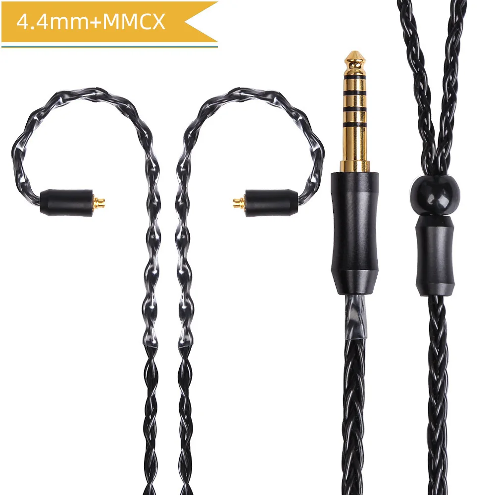 Black MMCX 4.4 FDBRO MMCX обмен мгновенными сообщениями IE80 2Pin OCC посеребренный кабель для наушников Разъем для наушников, 3,5/2,5/4,4 мм балансный 8-ядерный посеребренный серебряный кабель - Цвет: Black MMCX 4.4