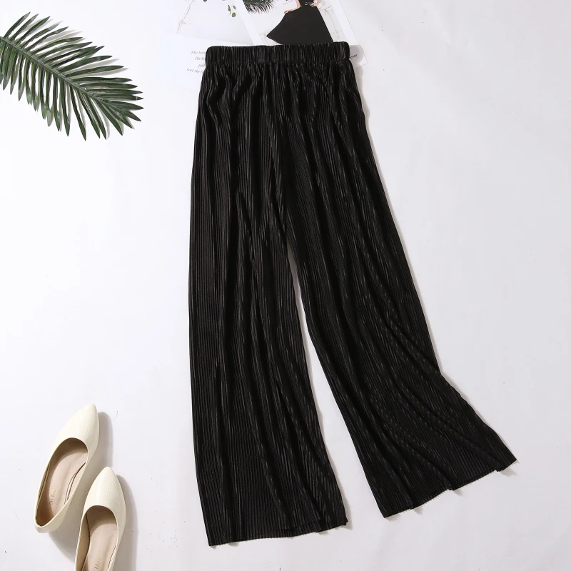 Штаны Женские однотонные с высокой талией со складками на лето/осень 2019 | Женская